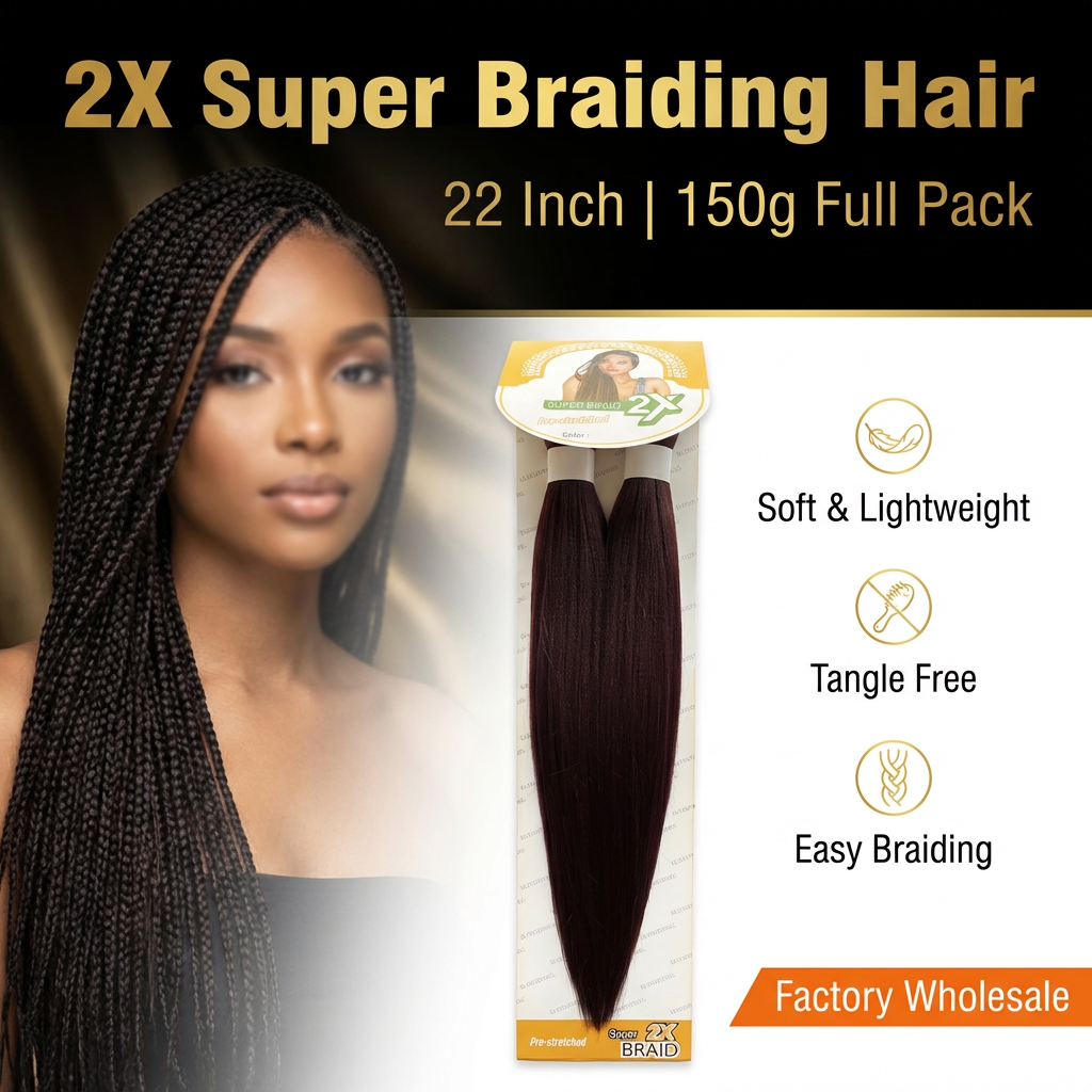 2X Super Braids 22" Pre-Stretched Yaki Braiding Hair