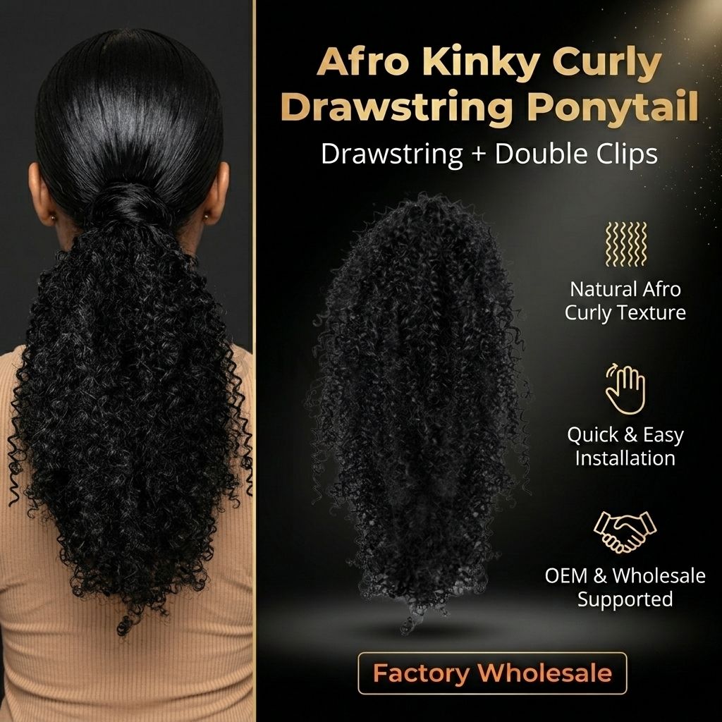 Black Drawstring Curly Ponytail Extension – 20 Inch