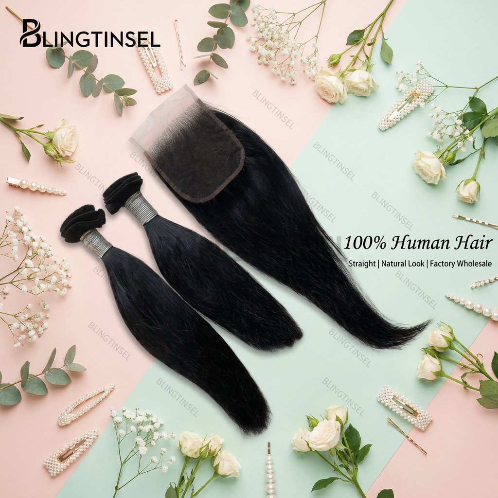 Wholesale Straight Human Hair Bundles wi
