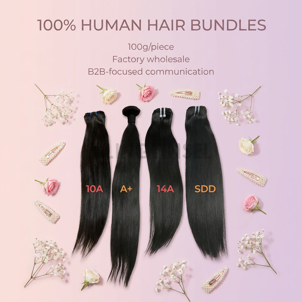 100% Human Hair Straight Bundles & W